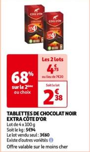 tablettes de chocolat noir extra