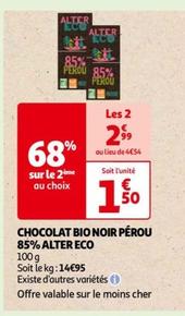 alter eco - chocolat bio noir peroi 85%