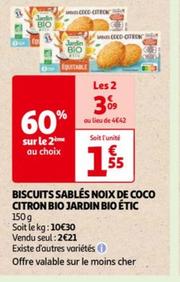 jardin bio - biscuits sables noix de coco citron bio