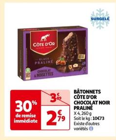 batonnets chocolat noir praline