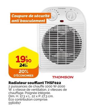 Radiateur Soufflant THSF022 offre à 19,9€ sur Weldom