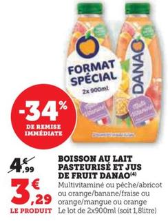 boisson au lait pasteurise et jus de fruit