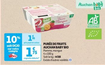 Auchan - Purée De Fruits Auchan Baby Bio