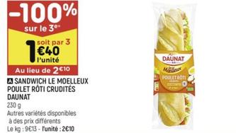 sanwich le moelleux poulet roti crudites