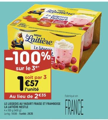 la laitiere le liegeois au yaourt fraise et framboise