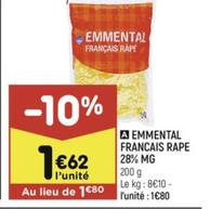 emmental francais rape 28% MG