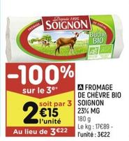 fromage de chèvre bio soignon 23% mg