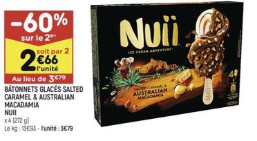 Nuii - Bâtonnets Glacés Salted Caramel & Australian Macadamia offre à 2,66€ sur Leader Price