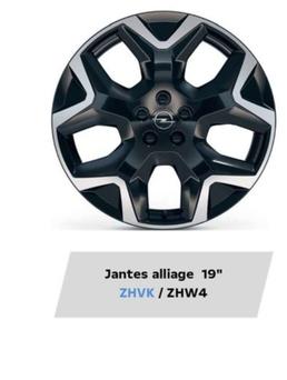 Jantes Alliage 19" ZHVK/ZHW4 offre à 540€ sur Opel