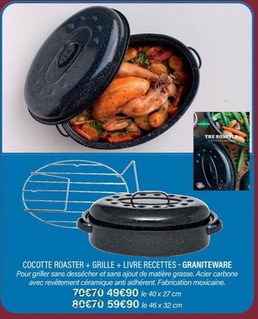 Graniteware - Cocotte Roaster + Grille + Livre Recettes
