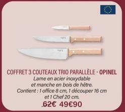 opinel - coffret 3 couteaux trio parallèle