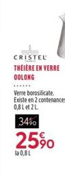 cristel - théière en verre oolong 0,8l