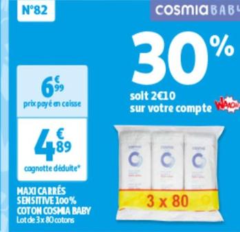 cosmia - maxi carres sensitive 100% coton baby