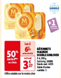 Algida - batonnets magnum double sunlover offre à 4,35€ sur Auchan