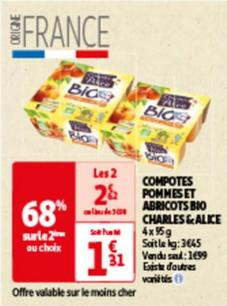 Charles & Alice - Compotes 2 Pommes Et Abricots Bio