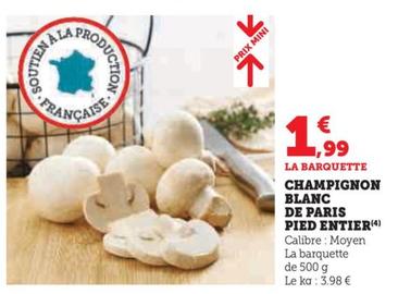Champignon Blanc De Paris Pied Entier
