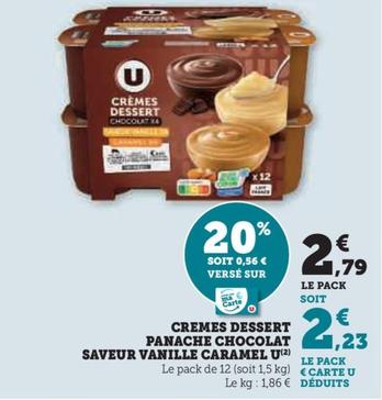 U - Cremes Dessert Panache Chocolat Saveur Vanille Caramel