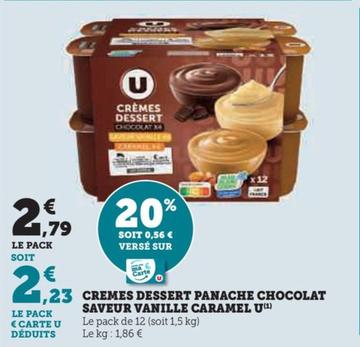 U - Cremes Dessert Panache Chocolat Saveur Vanille Caramel