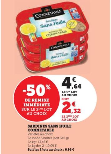 Sardines sans huile offre à 4,64€ sur Super U