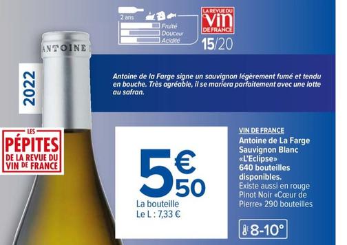 Vin de France - Antoine de la Farge Sauvignon Blanc "L'Eclipse"