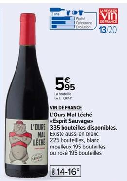 Vin De France - L'Ours Mal Leche "Esprit Sauvage"