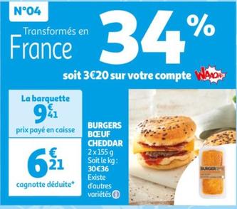 Burgers boeuf cheddar offre à 6,21€ sur Auchan Supermarché