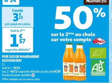 auchan - pur jus de mandarine bio