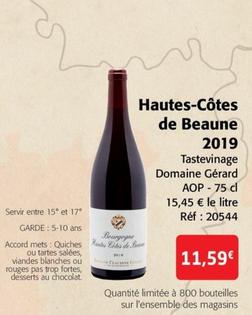 Tastevinage Domaine Gérard - Hautes-Côtes de Beaune 2019