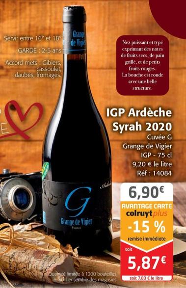Grange de Vigier - IGP Ardèche Syrah 2020
