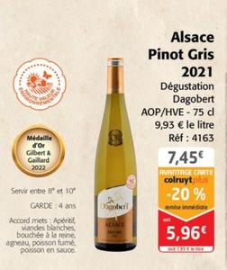 Dégustation Dagober Alsace Pinot Gris 2021 