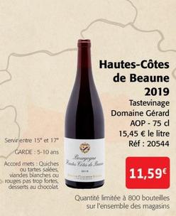 Tastevinage Domaine Gérard - Hautes-Côtes de Beaune 2019