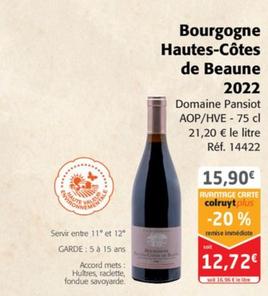 Domaine Pansiot - Bourgogne Hautes-Côtes de Beaune 2022