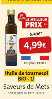 Saveurs De Mets - Huile De Tournesol Bio