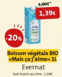 Evernat - boisson vegetale BIO mais offre à 1,39€ sur So.Bio