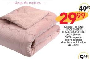 La Couette Unie 1 Face Sherpa 1 Face Microfibre