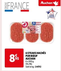 Auchan - 6 Steaks Haches Pur Boeuf