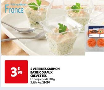 4 verrines saumon basilic ou aux crevettes