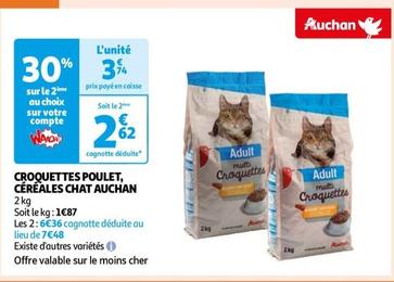Auchan - Croquettes Poulet, Céréales Chat