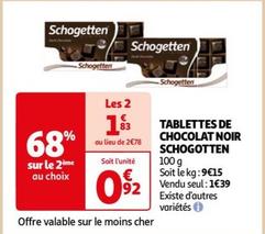 Schogetten - Tablettes De Chocolat Noir