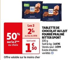 Ritter Sport - Tablette De Chocolat Au Lait Fourré Praliné