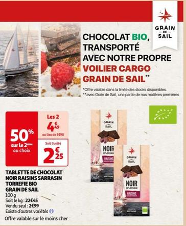 Grain De Sail - Tablette De Chocolat Noir Raisins Sarrasin Torrefie Bio