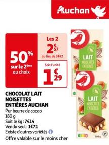Auchan - Chocolat Lait Noisettes Entieres