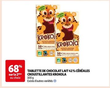 Krokola - Tablette De Chocolat Lait 41% Céréales Croustillantes