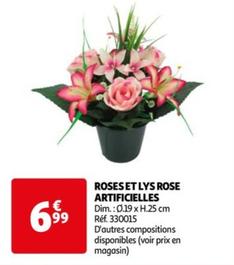 roses et lys rose artificielles