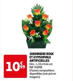 Jardiniere Rose Et Gypsophile Artificielles