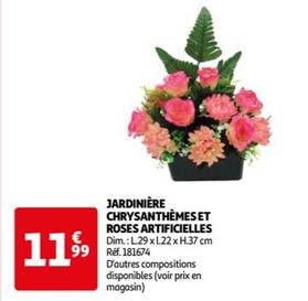 Jardinière Chrysanthèmes Et Roses Artificielles