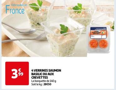 4 verrines saumon basilic ou aux crevettes