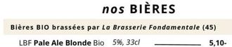 Bières Bio Brassées Par La Brasserie Fondamentale offre sur Big Fernand