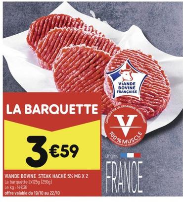 Viande Bovine Steak Hache 5% MG X2