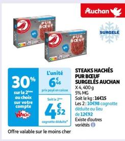 Auchan - STEAKS HACHÉS PUR BŒUF SURGELÉS